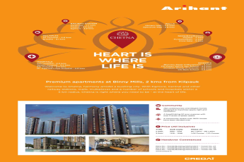 Book premium apartments starting at Rs. 80 Lacs at Arihant Chetna in Chennai